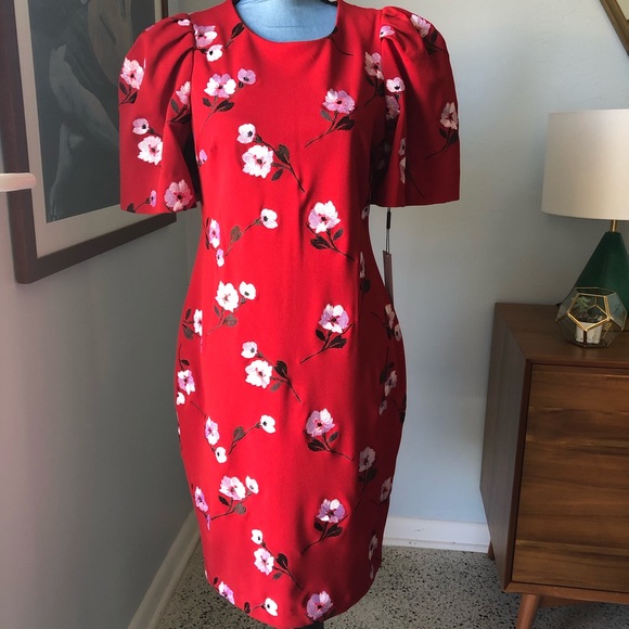 Calvin Klein Dresses & Skirts - Calvin Klein Red Floral Embroidered Dress 10 NWT